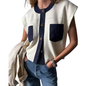 Pilcro Cardigan Sweater Vest in Ivory