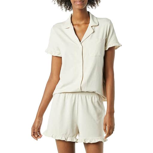 amazon, Amazon Essentials Cotton Modal Piped Notch Collar Pajama Set
