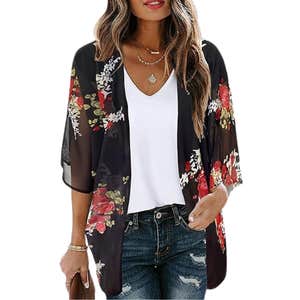 amazon, CHICGAL Womens Floral Kimono Cardigan Beach Cover Up