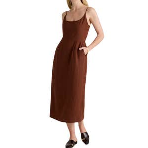 Quince 100% European Linen Scoop Neck Midi Dress