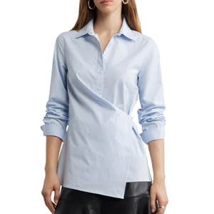 nordstrom, Nordstrom Long Sleeve Wrap Button-Up Shirt