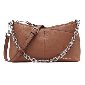 Calvin Klein Women’s Zoe Top Zip Chain Crossbody in Caramel