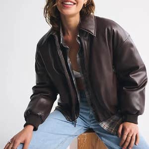 Vegan Leather Bubble Hem Coat