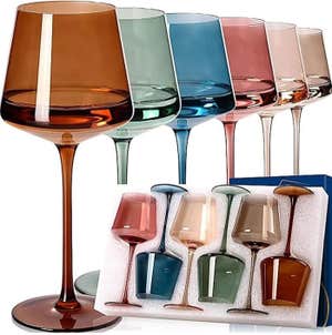Cyrelwing Store Colored Wine Glasses Set of 6-18oz