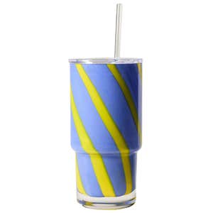 anthropologie, AnthroHome The Ribbon Stripe Glass Tumbler with Lid
