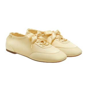 VIVAIA Square-Toe Lace-Up Satin Sneakerina