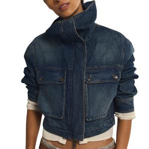 free people, We The Free Heart Land Cozy Denim Cropped Jacket