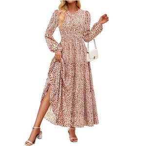 amazon, ZESICA Fall Long Sleeve Wedding Guest Maxi Dress