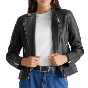 Quince 100% Leather Café Racer Jacket