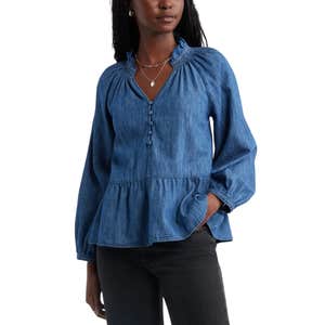 Nordstrom; Caslon Peplum Cotton Chambray Top
