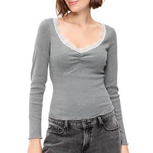 old navy, Old Navy Long-Sleeve Lace Trim T-Shirt
