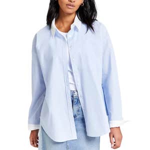 Macy's And Now This Women's Cotton Button-Front Long-Sleeve Shirt