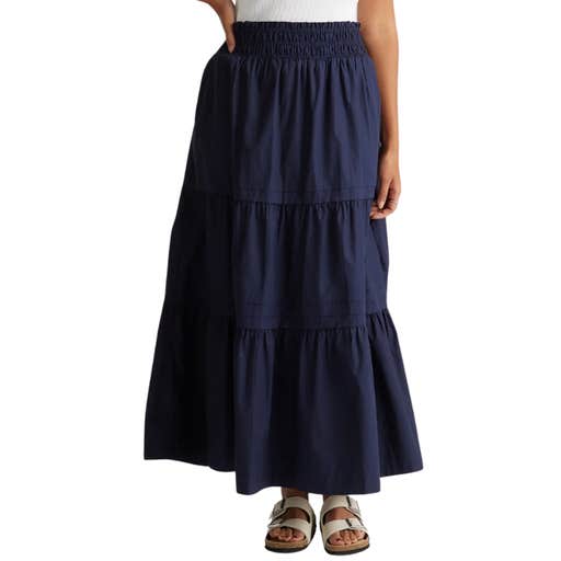 quince, Quince 100% Organic Cotton Tiered Maxi Skirt