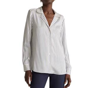 Quince Washable Stretch Silk Notch Collar Blouse