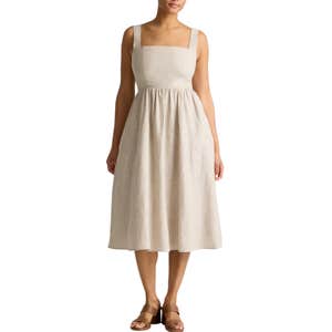 Quince 100% European Linen Fit & Flare Midi Dress