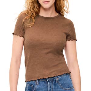 old navy, Old Navy Fitted Waffle-Knit Cropped T-Shirt