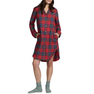 Lands' End Women's Flannel Long Sleeve Sleepshirt Nightgown