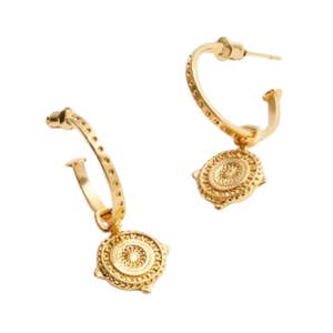 Katie Loxton Happiness Waterproof Gold Antique Coin Hoop Earrings