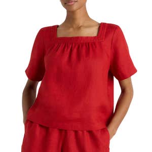 quince, Quince 100% European Linen Square Neck Swing Top