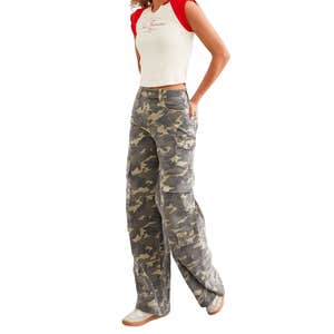 Buckle Nori Camo Wide Leg Cargo Stretch Pant