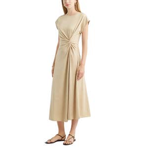 Nordstrom; Crew Neck Side Twist Midi T-Shirt Dress