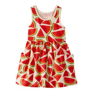Hanna Andersson Sleeveless Playground Dress with Pockets in the color Red Watermelon Slices