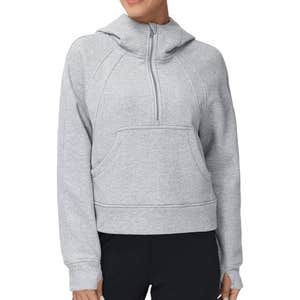 THE GYM PEOPLE Hoodies Half Zip Fleece Crop Pullover