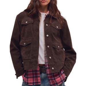 nordstrom, Free People Night Ranch Faux Suede Trucker Jacket