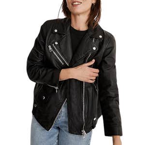 Madewell Washed Leather Oversized Motorcycle Jacket