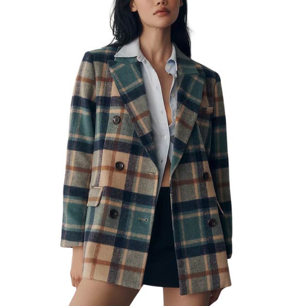 NVLT Plaid Double-Breasted Blazer