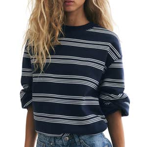 h&m, H&M Dark blue/white Oversized Sweatshirt