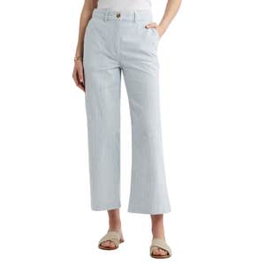 Caslon Easy Straight Leg Pants in Ivory Blue Jane Stripe