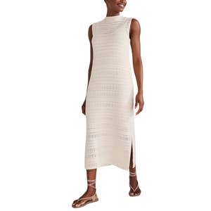 Talbots Organic Cotton Open Stitch Funnel Neck Dress