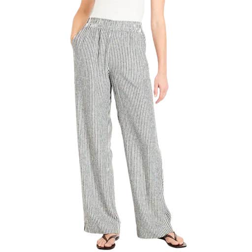 old navy, Old Navy High-Waisted Linen-Blend Wide-Leg Pants