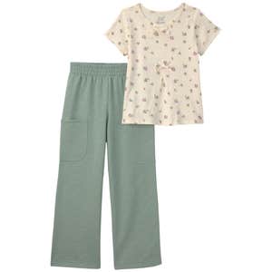 carter's, Carter's Girls 2-Piece Floral Short-Sleeve Top & Pant Set