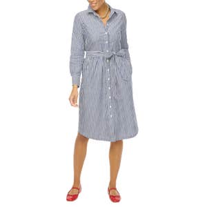 J.Crew Factory Long-Sleeve Striped Poplin Shirtdress