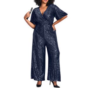 Avenue Nada Sequin Puff Sleeve Jumpsuit