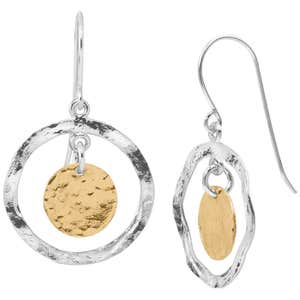 Silpada, Silpada 925 Sterling Silver Two-Tone Marbella Disc Drop Earrings