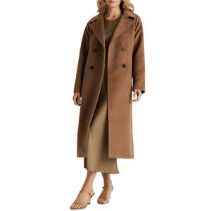 Quince Camel Hair Double-Breasted Long Wrap Coat