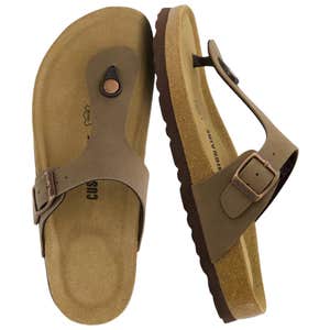 target, CUSHIONAIRE Leah Cork Footbed Thong Sandals