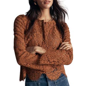 Boden; Lace Puff Sleeve Top