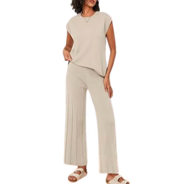 amazon, Ekouaer Knit Cap Sleeve Lounge Set