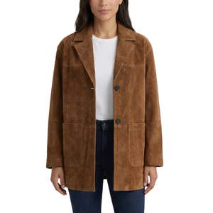 NVLT Patch Pocket Suede Jacket in the color cognac