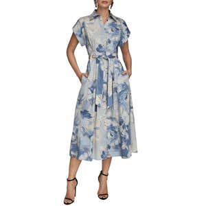 Donna Karan New York Tie Waist Midi Shirtdress