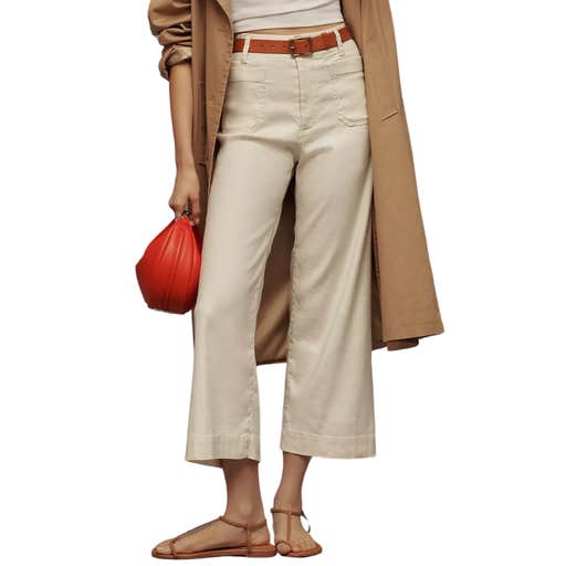 anthropologie, Maeve The Colette Cropped Wide-Leg Linen Pants