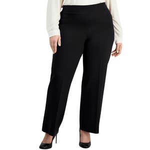 Anne Klein Plus Size Compression Pull-On Wide-Leg Trousers