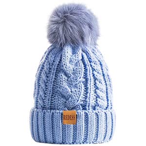 REDESS Winter Pompom Beanie Hat with Warm Fleece Lined