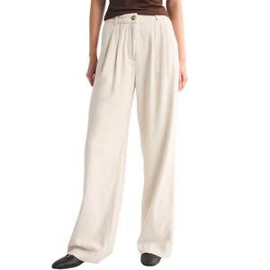 abercrombie & fitch, A&F Sloane Linen-Blend Tailored Wide Leg Pant