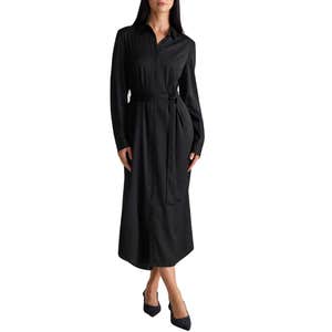 Quince; Washable Stretch Silk Maxi Shirt Dress