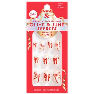 Olive & June Super Stick Effects Red Chrome Bows